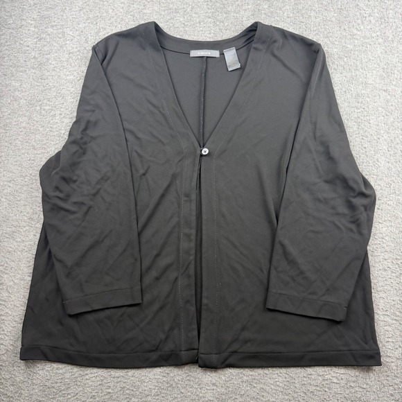 Liz Claiborne Sweaters - Liz Claiborne Womens 2X Black Single Button 3/4 Sleeve Cardigan Sweater